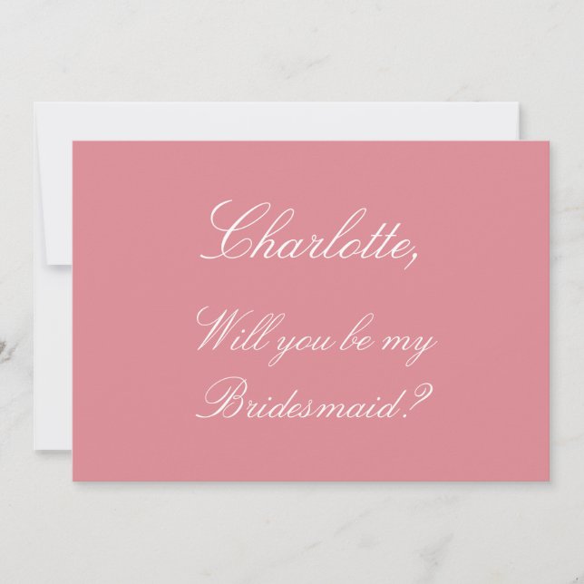 Stylish Blush Pink Bridesmaid Proposal Card (Front)