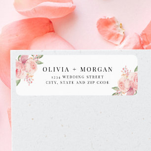 Stylish Blush Pink Floral Wedding Return Address
