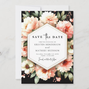 Stylish Blush Pink Floral Wedding  Save The Date
