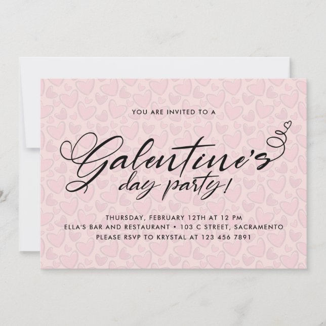 Stylish Blush Pink Galentine's Day Party Invitation (Front)