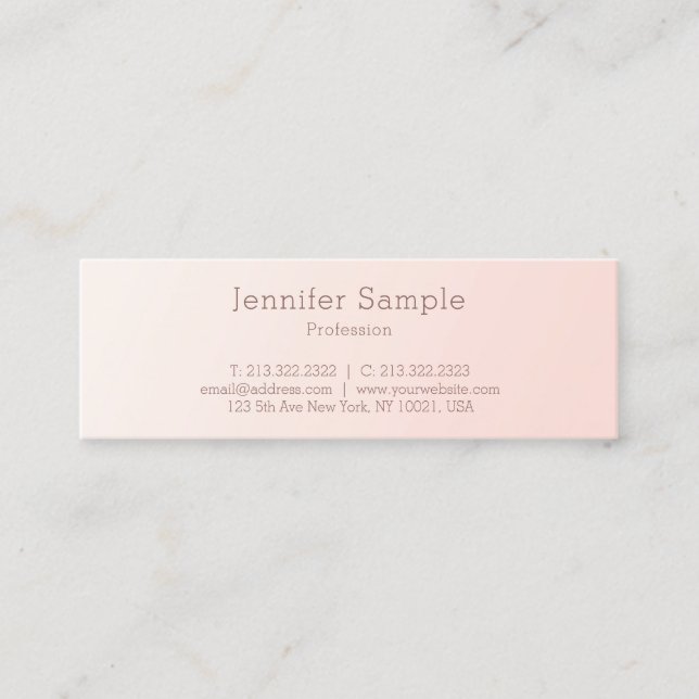 Stylish Blush Pink Modern Simple Design Trendy Mini Business Card (Front)