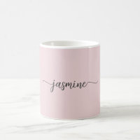 Stylish Blush Pink Monogram Name Signature Coffee