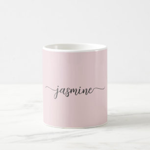 Stylish Blush Pink Monogram Name Signature Coffee Mug