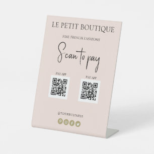 Stylish Blush Scan to Pay 2 QR Codes Pedestal Sign