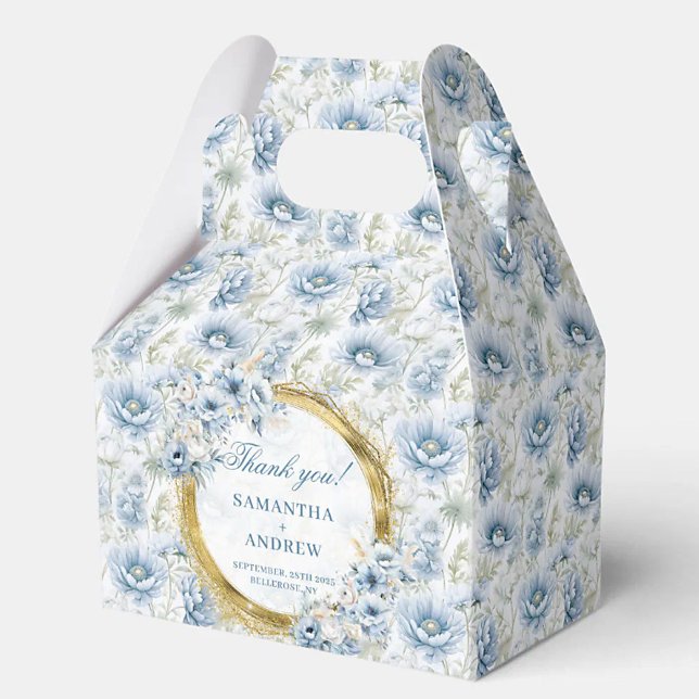 Stylish Bohemian Dusty Blue Gold Wedding Thank You Favour Box (Stylish Bohemian Dusty Blue Gold Wedding Thank You Favor Boxes)