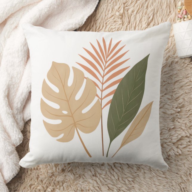Stylish Bohemian Plant Print Pillow for Home Decor (Blanket)