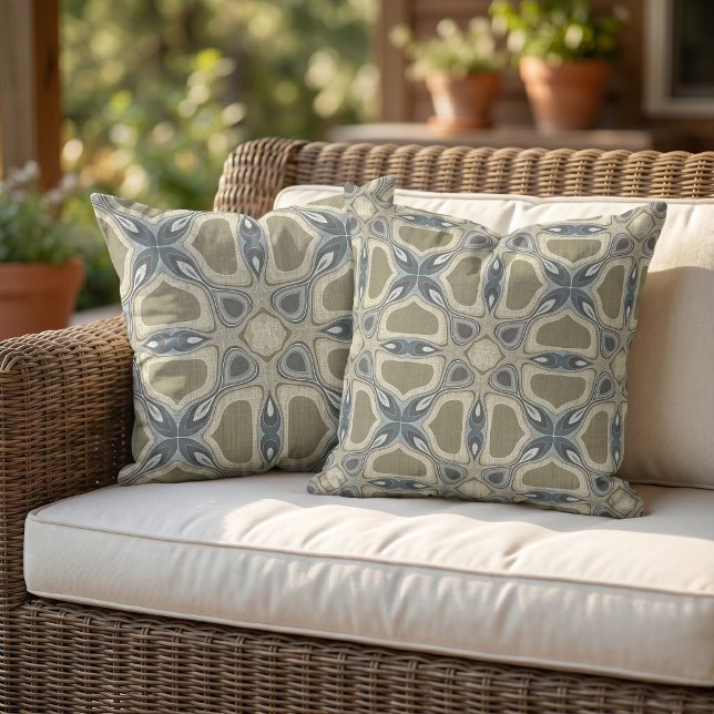 Stylish Bohemian Retro Abstract Tribal Art Pattern Cushion (Creator Uploaded)