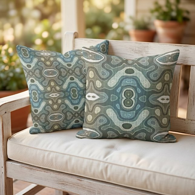 Stylish Bohemian Retro Abstract Tribal Art Pattern Cushion (Creator Uploaded)