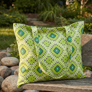 Stylish Boho Ethnic Lime Green Geometric Pattern Fabric
