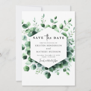 Stylish Boho Eucalyptus Digital Wedding Save The Date