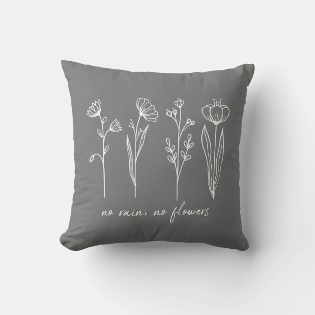 Stylish Boho Flower Inspirational Quote Light Grey Cushion (Front)