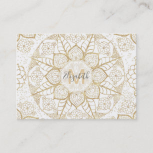 Stylish boho hand drawn golden mandala business card