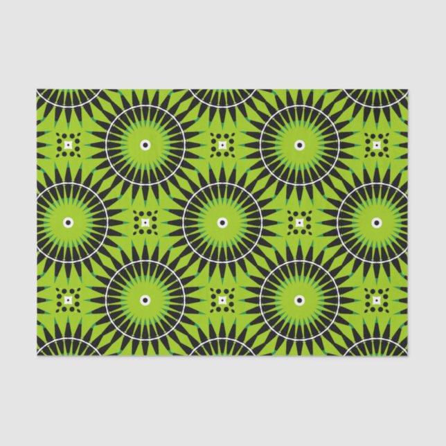 Stylish Boho Lime Green Geometric Pattern Tissue Paper (Front)