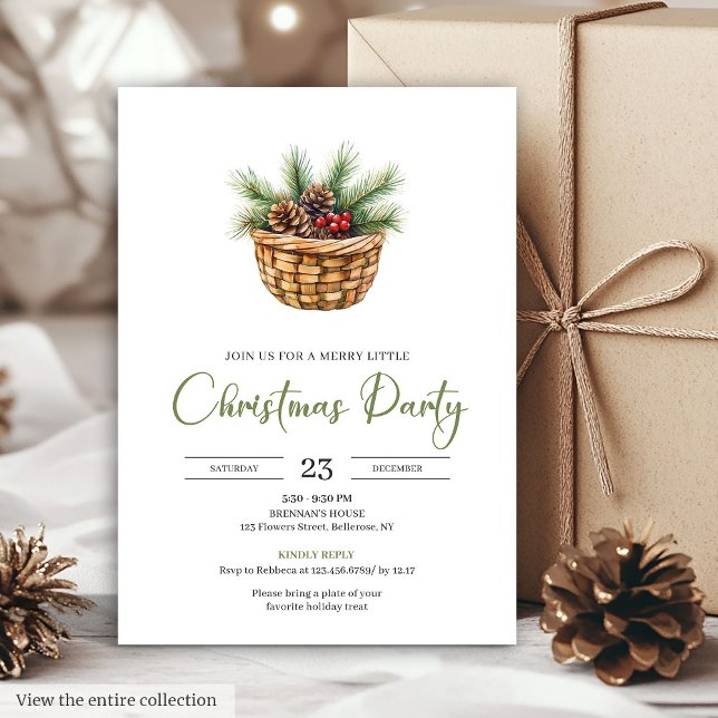 Stylish Boho Neutral Colors Watercolor Holiday  Invitation (Stylish Boho Neutral Colors Watercolor Holiday Card)