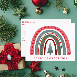 Stylish Boho Rainbow Season's Greetings Christmas  Holiday Postcard
