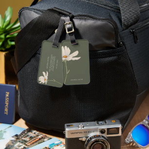 Stylish Boho Sage Green Floral Grace Luggage Tag