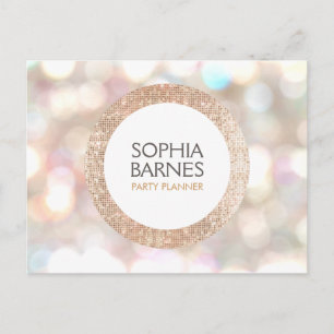 Stylish Bokeh and Rose Gold Sequin Event Planner Postcard