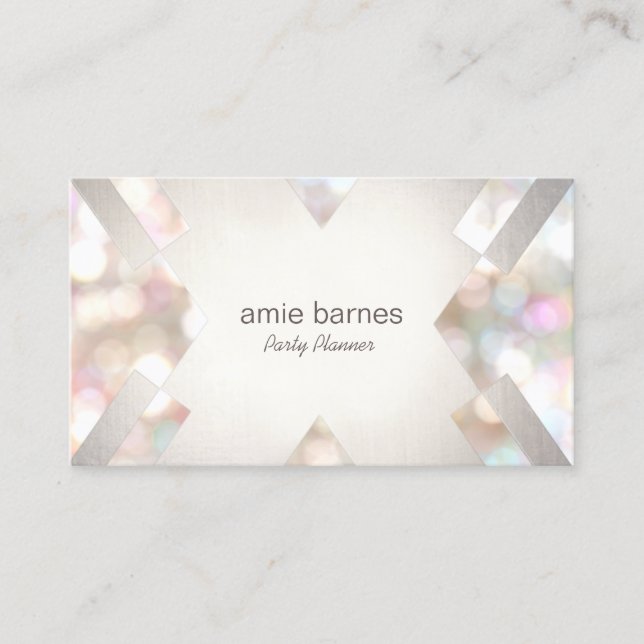 Stylish Bokeh Modern and Elegant Event Planner Business Card (Front)