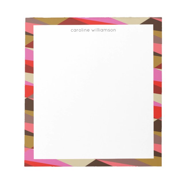 Stylish Bold 60s Geometric Border Personalised   Notepad (Front)