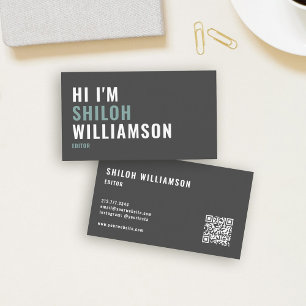 Stylish Bold Cool Striking Modern Typography QR Business Card