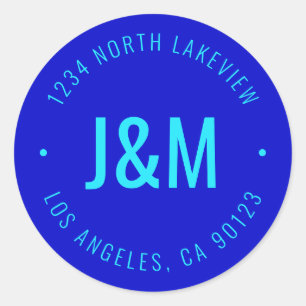 Stylish Bold Monogram & Circular Text Classic Round Sticker