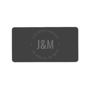 Stylish Bold Monogram & Circular Text Dark Grey Label