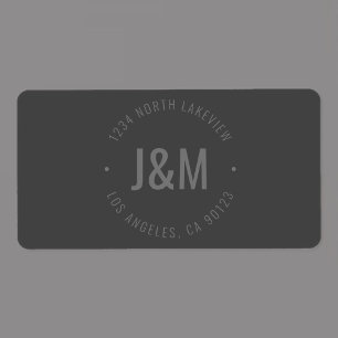 Stylish Bold Monogram & Circular Text   Dark Grey Label