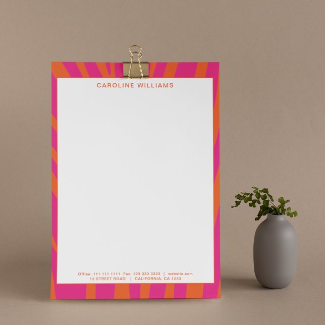 Stylish Bold Red Pink Abstract Monogram Name Custom Letterhead (Creator Uploaded)