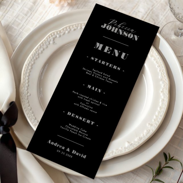 Stylish Bold Script Typography Guest Name Wedding Menu (Creator Uploaded)
