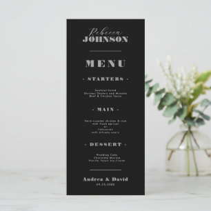 Stylish Bold Script Typography Guest Name Wedding Menu