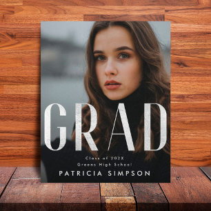 Stylish Bold Silver Grey Foil GRAD Photo Anno