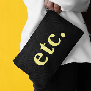 Stylish Bold Yellow Typography Black Makeup Accessory Pouch