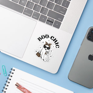 Stylish Boo-Chic Ghost with Leopard Print & Coffee