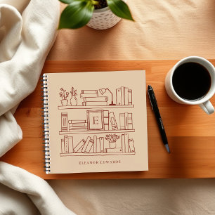 Stylish Book Lover's Monogram Name Spiral Notebook