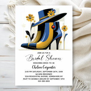 Stylish Boots and Derby Hat Bridal Shower Invitation