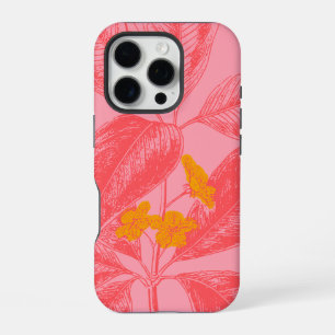 Stylish Botanical Chic Floral Garden Pink Red iPhone 16 Pro Case