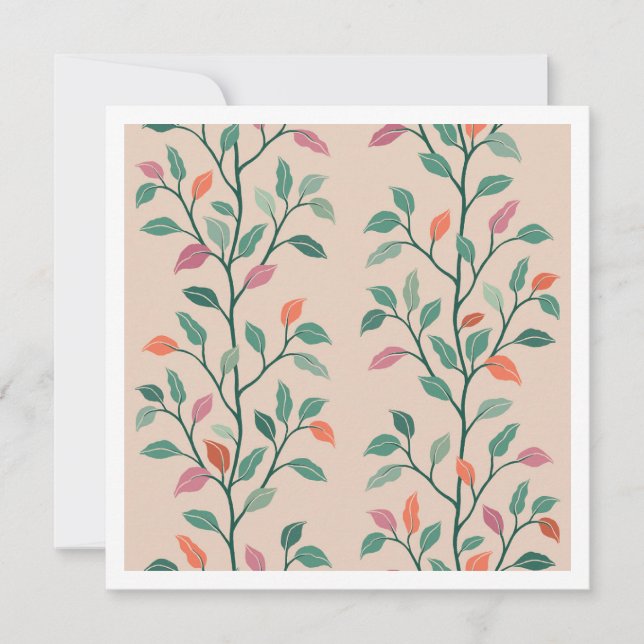 Stylish Botanical Leaf Pattern Elegant Card (Front)