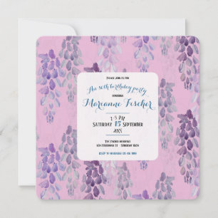 Stylish botanical Pink 80th birthday party invite