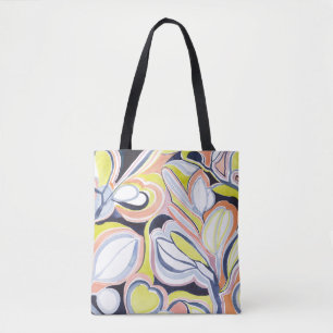 Stylish Botanical Watercolor Abstract Pattern Tote Bag
