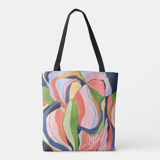 Stylish Botanical Watercolor Abstract Pattern Tote Bag (Back)