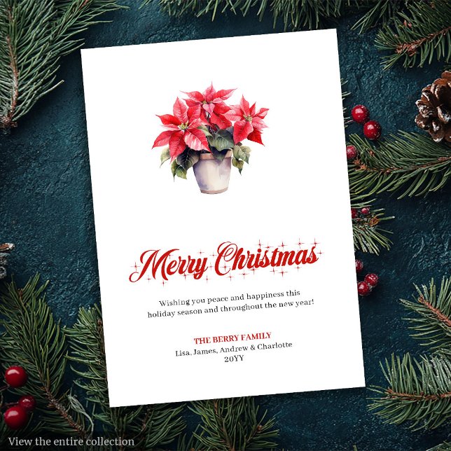 Stylish Botanical Watercolor Merry Christmas Card (Stylish Botanical Watercolor Merry Christmas Greeting)