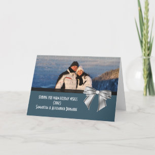 Stylish Bow Holiday Greeting Card, Dark Blue Card
