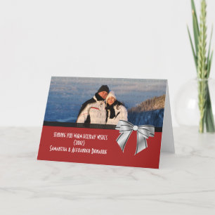 Stylish Bow Holiday Greeting Card, Dark Red Card