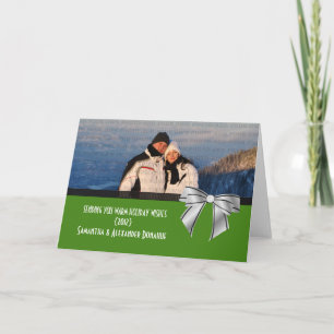 Stylish Bow Holiday Greeting Card, Olive Green Card