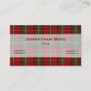 Stylish Boyd Red Plaid Custom Business Card