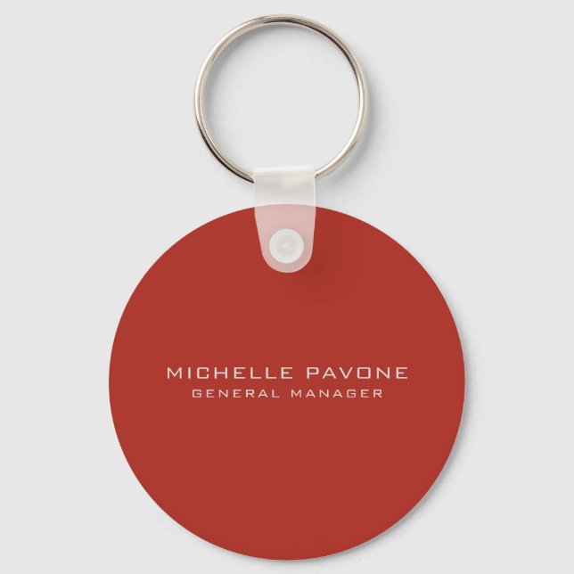 Stylish Brick Red & Grey Simple Plain Professional Key Ring (Front)