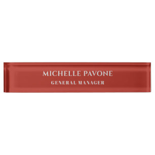 Stylish Brick Red & Grey Simple Plain Professional Nameplate