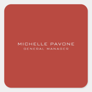 Stylish Brick Red & Grey Simple Plain Professional Square Sticker