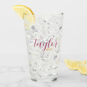Stylish Bridal Name Glass