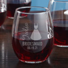Stylish Bridal Party Stemless Wine Glass